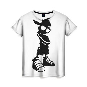 Женская футболка 3D с принтом Пацанчик в Санкт-Петербурге, 100% полиэфир ( синтетическое хлопкоподобное полотно) | прямой крой, круглый вырез горловины, длина до линии бедер | кепка | крутой | очки | парень | пацан | силуэт | хип | хоп