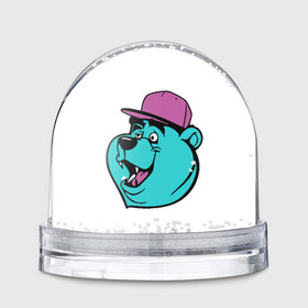 Водяной шар с принтом Мишка в кепке в Санкт-Петербурге, Пластик | Изображение внутри шара печатается на глянцевой фотобумаге с двух сторон | гризли | кепка | медведь | мишка | хипстер