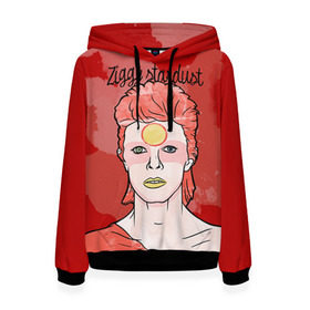 Женская толстовка 3D с принтом Ziggy Stardust в Санкт-Петербурге, 100% полиэстер  | двухслойный капюшон со шнурком для регулировки, мягкие манжеты на рукавах и по низу толстовки, спереди карман-кенгуру с мягким внутренним слоем. | bowie | david | ziggy stardust | боуи | дэвид | музыкант | певец | рок