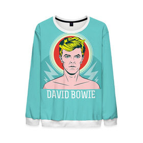 Мужской свитшот 3D с принтом David Bowie в Санкт-Петербурге, 100% полиэстер с мягким внутренним слоем | круглый вырез горловины, мягкая резинка на манжетах и поясе, свободная посадка по фигуре | Тематика изображения на принте: bowie | david | боуи | дэвид | музыкант | певец | рок