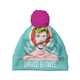 Шапка 3D c помпоном с принтом David Bowie в Санкт-Петербурге, 100% полиэстер | универсальный размер, печать по всей поверхности изделия | bowie | david | боуи | дэвид | музыкант | певец | рок