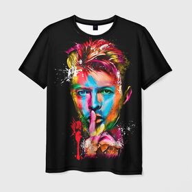 Мужская футболка 3D с принтом Дэвид Боуи в Санкт-Петербурге, 100% полиэфир | прямой крой, круглый вырез горловины, длина до линии бедер | bowie | david | боуи | дэвид | музыкант | певец | рок
