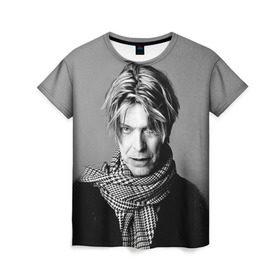 Женская футболка 3D с принтом Дэвид Боуи в Санкт-Петербурге, 100% полиэфир ( синтетическое хлопкоподобное полотно) | прямой крой, круглый вырез горловины, длина до линии бедер | bowie | david | боуи | дэвид | музыкант | певец | рок