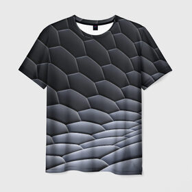 Мужская футболка 3D с принтом 3Д абстракция в Санкт-Петербурге, 100% полиэфир | прямой крой, круглый вырез горловины, длина до линии бедер | абстракция | нейтральный рисунок на все случаи жизни.3d | пчёлы | соты | текстура