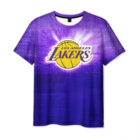 Мужская футболка 3D с принтом Los Angeles Lakers в Санкт-Петербурге, 100% полиэфир | прямой крой, круглый вырез горловины, длина до линии бедер | Тематика изображения на принте: basketball | la | lakers | los angeles | nba | баскет | баскетбол | баскетбольный | лейкерс | нба | спорт