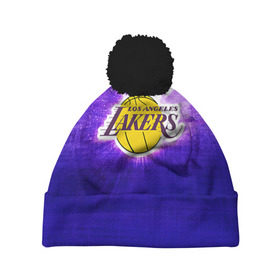 Шапка 3D c помпоном с принтом Los Angeles Lakers в Санкт-Петербурге, 100% полиэстер | универсальный размер, печать по всей поверхности изделия | basketball | la | lakers | los angeles | nba | баскет | баскетбол | баскетбольный | лейкерс | нба | спорт