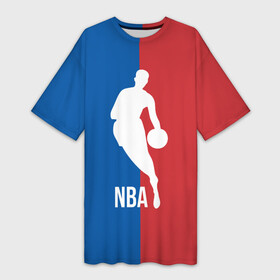 Платье-футболка 3D с принтом Эмблема NBA в Санкт-Петербурге,  |  | basketball | nba | баскет | баскетбол | баскетбольный | нба | спорт | эмблема