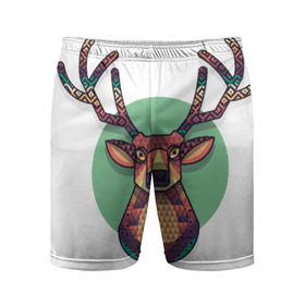 Мужские шорты 3D спортивные с принтом Радужный олень в Санкт-Петербурге,  |  | олень | радуга | рога | ромбы | цвета