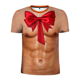 Мужская футболка 3D спортивная с принтом Твой подарок в Санкт-Петербурге, 100% полиэстер с улучшенными характеристиками | приталенный силуэт, круглая горловина, широкие плечи, сужается к линии бедра | body | man body
подарок | бант | голое тело | идеальное | мужское тело | подарок жене | подарок мужу | пресс | спорт | тело | торс