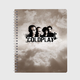 Тетрадь с принтом Coldplay в Санкт-Петербурге, 100% бумага | 48 листов, плотность листов — 60 г/м2, плотность картонной обложки — 250 г/м2. Листы скреплены сбоку удобной пружинной спиралью. Уголки страниц и обложки скругленные. Цвет линий — светло-серый
 | coldplay | rock | колдплэй | рок