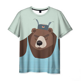 Мужская футболка 3D с принтом Русский медведь в Санкт-Петербурге, 100% полиэфир | прямой крой, круглый вырез горловины, длина до линии бедер | 23 февраля | армия | медведь | мишка | подарок парню | россия | рф | солдат | флот | я русский
