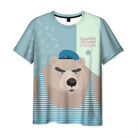 Мужская футболка 3D с принтом Вдвшник в Санкт-Петербурге, 100% полиэфир | прямой крой, круглый вырез горловины, длина до линии бедер | 23 февраля | армия | медведь | мишка | морской | пехота | подарок парню | россия | рф | солдат | флот | я русский