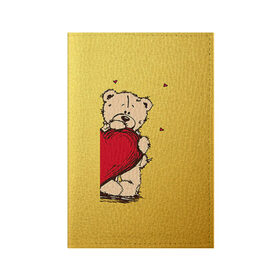 Обложка для паспорта матовая кожа с принтом Медведи а в Санкт-Петербурге, натуральная матовая кожа | размер 19,3 х 13,7 см; прозрачные пластиковые крепления | 14 февраля | heart | love | влюбленные | день святого валентина | лав | любовь | пара | подарок | сердечки | сердце