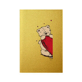 Обложка для паспорта матовая кожа с принтом Медведи б в Санкт-Петербурге, натуральная матовая кожа | размер 19,3 х 13,7 см; прозрачные пластиковые крепления | 14 февраля | heart | love | влюбленные | день святого валентина | лав | любовь | пара | подарок | сердечки | сердце