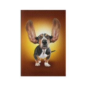 Обложка для паспорта матовая кожа с принтом Бассетхаунд в Санкт-Петербурге, натуральная матовая кожа | размер 19,3 х 13,7 см; прозрачные пластиковые крепления | бассетхаунд | ветер | музыка | наушники | собака | уши