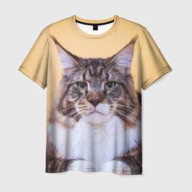 Мужская футболка 3D с принтом Байкун в Санкт-Петербурге, 100% полиэфир | прямой крой, круглый вырез горловины, длина до линии бедер | байкун | домашняя | животное | кот | котэ | кошка