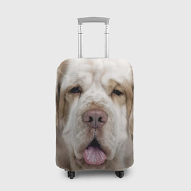 Чехол для чемодана 3D с принтом Кламбер-спаниель в Санкт-Петербурге, 86% полиэфир, 14% спандекс | двустороннее нанесение принта, прорези для ручек и колес | животное | кламбер спаниель | порода | собака