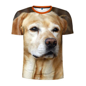 Мужская футболка 3D спортивная с принтом Лабрадор в Санкт-Петербурге, 100% полиэстер с улучшенными характеристиками | приталенный силуэт, круглая горловина, широкие плечи, сужается к линии бедра | животное | лабрадор | порода | собака