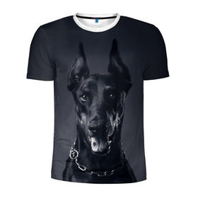 Мужская футболка 3D спортивная с принтом Доберман в Санкт-Петербурге, 100% полиэстер с улучшенными характеристиками | приталенный силуэт, круглая горловина, широкие плечи, сужается к линии бедра | доберман | животное | порода | собака