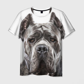 Мужская футболка 3D с принтом Канне корсо в Санкт-Петербурге, 100% полиэфир | прямой крой, круглый вырез горловины, длина до линии бедер | животное | канне корсо | порода | собака