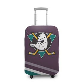 Чехол для чемодана 3D с принтом Anaheim Ducks Selanne в Санкт-Петербурге, 86% полиэфир, 14% спандекс | двустороннее нанесение принта, прорези для ручек и колес | anaheim ducks | hockey | nhl | нхл | спорт | хоккей