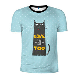 Мужская футболка 3D спортивная с принтом Влюбленный кот в Санкт-Петербурге, 100% полиэстер с улучшенными характеристиками | приталенный силуэт, круглая горловина, широкие плечи, сужается к линии бедра | 14 февраля | cat | love | love you | валентин | влюбленные | день святого валентина | кот | котики | лав | любовь | подарок девушке | подарок парню