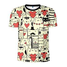 Мужская футболка 3D спортивная с принтом Любящие котики в Санкт-Петербурге, 100% полиэстер с улучшенными характеристиками | приталенный силуэт, круглая горловина, широкие плечи, сужается к линии бедра | 14 февраля | cat | love | love you | валентин | влюбленные | день святого валентина | кот | котики | лав | любовь | подарок девушке | подарок парню