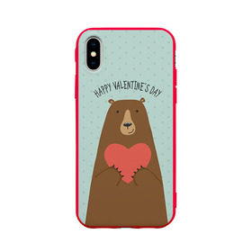 Чехол для Apple iPhone X силиконовый матовый с принтом Медведь с сердцем в Санкт-Петербурге, Силикон | Печать на задней стороне чехла, без боковой панели | 14 февраля | bears | love | love you | валентин | влюбленные | день святого валентина | лав | любовь | медведб | медведи | мишки | подарок девушке | подарок парню