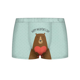 Мужские трусы 3D с принтом Медведь с сердцем в Санкт-Петербурге, 50% хлопок, 50% полиэстер | классическая посадка, на поясе мягкая тканевая резинка | 14 февраля | bears | love | love you | валентин | влюбленные | день святого валентина | лав | любовь | медведб | медведи | мишки | подарок девушке | подарок парню