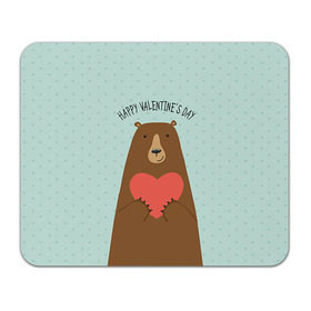 Коврик прямоугольный с принтом Медведь с сердцем в Санкт-Петербурге, натуральный каучук | размер 230 х 185 мм; запечатка лицевой стороны | 14 февраля | bears | love | love you | валентин | влюбленные | день святого валентина | лав | любовь | медведб | медведи | мишки | подарок девушке | подарок парню