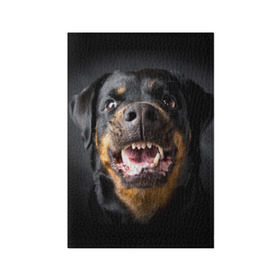 Обложка для паспорта матовая кожа с принтом Ротвейлер в Санкт-Петербурге, натуральная матовая кожа | размер 19,3 х 13,7 см; прозрачные пластиковые крепления | Тематика изображения на принте: животное | порода | ротвейлер | собака