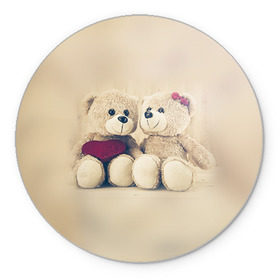 Коврик круглый с принтом Love teddy bears в Санкт-Петербурге, резина и полиэстер | круглая форма, изображение наносится на всю лицевую часть | 14 февраля | bears | teddy | валентин | день святого валентина | игрушки | медведи | милый | мимими | мишка | мишки | подарки | подарок | подарок девушке | подарок парню | тедди