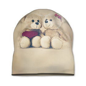 Шапка 3D с принтом Love teddy bears в Санкт-Петербурге, 100% полиэстер | универсальный размер, печать по всей поверхности изделия | Тематика изображения на принте: 14 февраля | bears | teddy | валентин | день святого валентина | игрушки | медведи | милый | мимими | мишка | мишки | подарки | подарок | подарок девушке | подарок парню | тедди