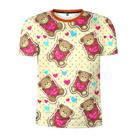 Мужская футболка 3D спортивная с принтом Мишки в Санкт-Петербурге, 100% полиэстер с улучшенными характеристиками | приталенный силуэт, круглая горловина, широкие плечи, сужается к линии бедра | 14 февраля | bears | teddy | валентин | день святого валентина | игрушки | медведи | милый | мимими | мишка | мишки | подарки | подарок | подарок девушке | подарок парню | тедди