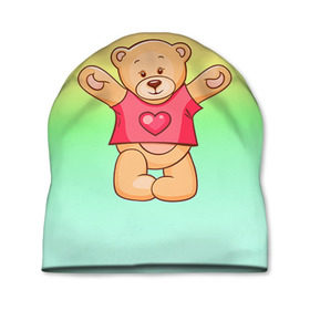Шапка 3D с принтом Funny Bear в Санкт-Петербурге, 100% полиэстер | универсальный размер, печать по всей поверхности изделия | 14 февраля | bears | teddy | валентин | день святого валентина | игрушки | медведи | милый | мимими | мишка | мишки | подарки | подарок | подарок девушке | подарок парню | тедди