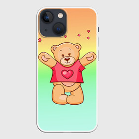 Чехол для iPhone 13 mini с принтом Funny Bear в Санкт-Петербурге,  |  | 14 февраля | bears | teddy | валентин | день святого валентина | игрушки | медведи | милый | мимими | мишка | мишки | подарки | подарок | подарок девушке | подарок парню | тедди