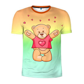 Мужская футболка 3D спортивная с принтом Funny Bear в Санкт-Петербурге, 100% полиэстер с улучшенными характеристиками | приталенный силуэт, круглая горловина, широкие плечи, сужается к линии бедра | 14 февраля | bears | teddy | валентин | день святого валентина | игрушки | медведи | милый | мимими | мишка | мишки | подарки | подарок | подарок девушке | подарок парню | тедди