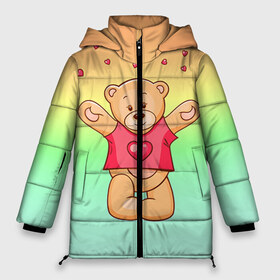 Женская зимняя куртка 3D с принтом Funny Bear в Санкт-Петербурге, верх — 100% полиэстер; подкладка — 100% полиэстер; утеплитель — 100% полиэстер | длина ниже бедра, силуэт Оверсайз. Есть воротник-стойка, отстегивающийся капюшон и ветрозащитная планка. 

Боковые карманы с листочкой на кнопках и внутренний карман на молнии | 14 февраля | bears | teddy | валентин | день святого валентина | игрушки | медведи | милый | мимими | мишка | мишки | подарки | подарок | подарок девушке | подарок парню | тедди