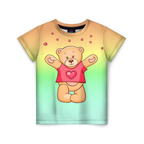 Детская футболка 3D с принтом Funny Bear в Санкт-Петербурге, 100% гипоаллергенный полиэфир | прямой крой, круглый вырез горловины, длина до линии бедер, чуть спущенное плечо, ткань немного тянется | 14 февраля | bears | teddy | валентин | день святого валентина | игрушки | медведи | милый | мимими | мишка | мишки | подарки | подарок | подарок девушке | подарок парню | тедди
