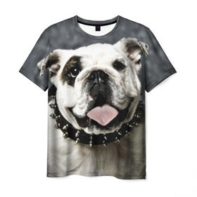 Мужская футболка 3D с принтом Английский бульдог в Санкт-Петербурге, 100% полиэфир | прямой крой, круглый вырез горловины, длина до линии бедер | животное | порода | собака | французский бульдог