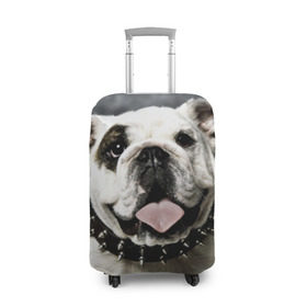 Чехол для чемодана 3D с принтом Английский бульдог в Санкт-Петербурге, 86% полиэфир, 14% спандекс | двустороннее нанесение принта, прорези для ручек и колес | Тематика изображения на принте: животное | порода | собака | французский бульдог