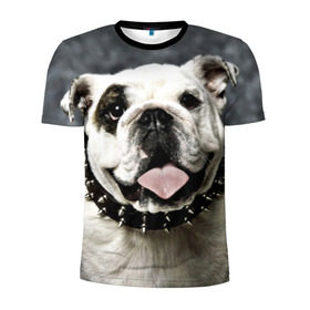 Мужская футболка 3D спортивная с принтом Английский бульдог в Санкт-Петербурге, 100% полиэстер с улучшенными характеристиками | приталенный силуэт, круглая горловина, широкие плечи, сужается к линии бедра | Тематика изображения на принте: животное | порода | собака | французский бульдог
