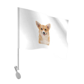 Флаг для автомобиля с принтом Пемброк-вельш-корги в Санкт-Петербурге, 100% полиэстер | Размер: 30*21 см | животное | пемброк вельш корги | порода | собака