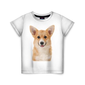 Детская футболка 3D с принтом Пемброк-вельш-корги в Санкт-Петербурге, 100% гипоаллергенный полиэфир | прямой крой, круглый вырез горловины, длина до линии бедер, чуть спущенное плечо, ткань немного тянется | животное | пемброк вельш корги | порода | собака