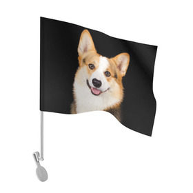 Флаг для автомобиля с принтом Пемброк-вельш-корги в Санкт-Петербурге, 100% полиэстер | Размер: 30*21 см | животное | пемброк вельш корги | порода | собака
