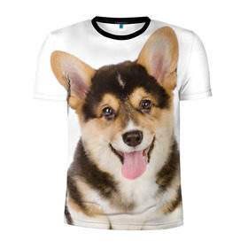 Мужская футболка 3D спортивная с принтом Пемброк-вельш-корги в Санкт-Петербурге, 100% полиэстер с улучшенными характеристиками | приталенный силуэт, круглая горловина, широкие плечи, сужается к линии бедра | Тематика изображения на принте: животное | пемброк вельш корги | порода | собака