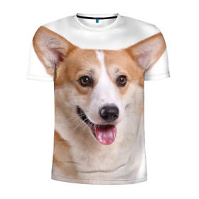 Мужская футболка 3D спортивная с принтом Пемброк-вельш-корги в Санкт-Петербурге, 100% полиэстер с улучшенными характеристиками | приталенный силуэт, круглая горловина, широкие плечи, сужается к линии бедра | Тематика изображения на принте: животное | пемброк вельш корги | порода | собака