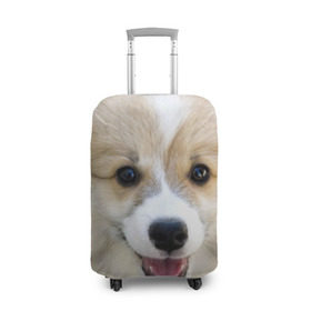 Чехол для чемодана 3D с принтом Пемброк-вельш-корги, собака, п в Санкт-Петербурге, 86% полиэфир, 14% спандекс | двустороннее нанесение принта, прорези для ручек и колес | животное | пемброк вельш корги | порода | собака