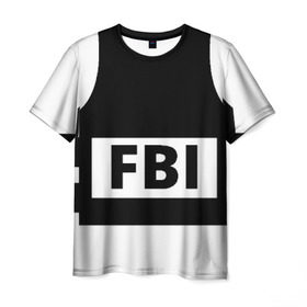 Мужская футболка 3D с принтом Бронежилет ФБР (FBI) в Санкт-Петербурге, 100% полиэфир | прямой крой, круглый вырез горловины, длина до линии бедер | fbi | бронежилет фбр (fbi)фбр | спецслужбы | федеральное бюро расследований