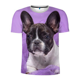 Мужская футболка 3D спортивная с принтом Французский бульдог в Санкт-Петербурге, 100% полиэстер с улучшенными характеристиками | приталенный силуэт, круглая горловина, широкие плечи, сужается к линии бедра | животное | порода | собака | французский бульдог